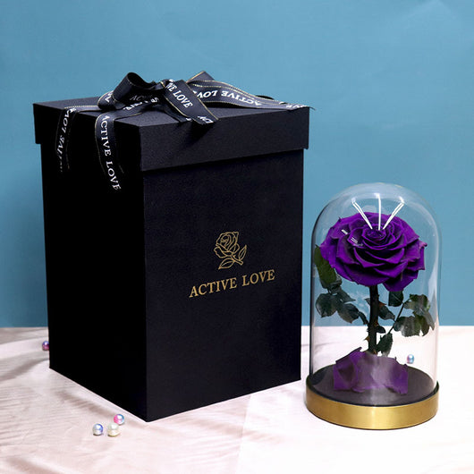Caja de Regalo Flor Eterna con Base Metálica y Cubierta de Vidrio - Image 3