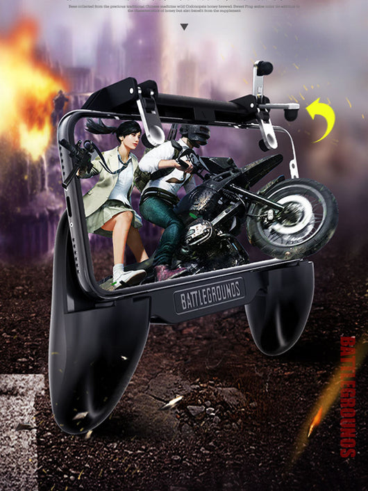 Black 3-in-1 phone gamepad with blue cooling fan, trigger buttons, and ergonomic grips for mobile gaming. - Image 14