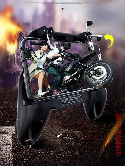 Black 3-in-1 phone gamepad with blue cooling fan, trigger buttons, and ergonomic grips for mobile gaming. - Image 14