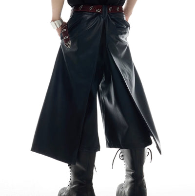 Shorts de Cuero Deconstruido Doble Capa - Diseño Holgado con Estilo - Image 11