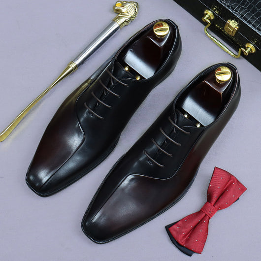 Zapatos Formales de Cuero para Hombre Estilo Británico con Diseño Bicolor - Image 6