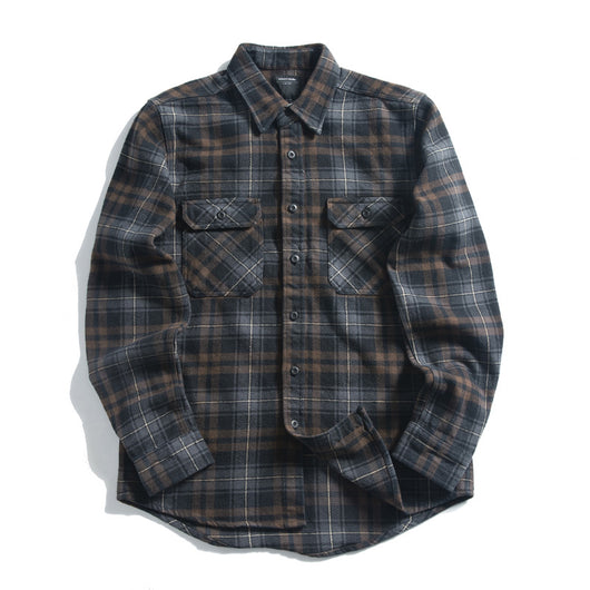 Camisa Casual Retro Gruesa Talla Grande Manga Larga para Hombre - Image 9