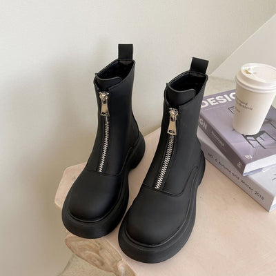 Botas Estilo Británico Gris Elefante con Suela Gruesa - Primavera y Otoño - Image 13