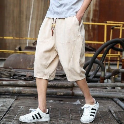 Pantalones Cortos de Lino Holgados para Hombre - Image 4