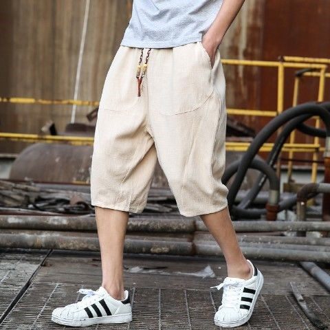 Pantalones Cortos de Lino Holgados para Hombre - Image 4