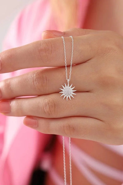 Collar Colgante Sol en Plata 925 con Piedra de Circón Blanco - Image 3