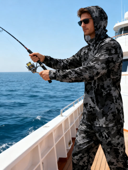 Camisa de Pesca UPF 50 Anti UV con Protección Facial - Jersey Técnico de Manga Larga