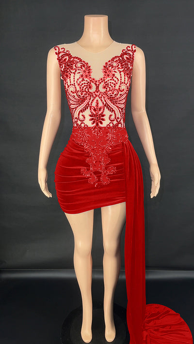 Vestido de Noche Elegante con Cola Lateral para Cantantes y Eventos - Image 8