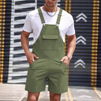 Pantalones Casual con Tirantes de Colores Sólidos para Hombre - Image 5