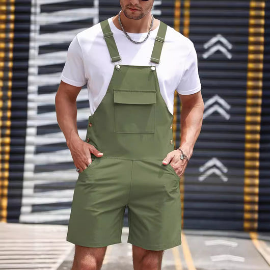 Pantalones Casual con Tirantes de Colores Sólidos para Hombre - Image 5