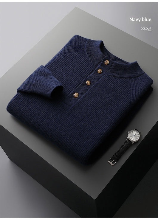 Suéter de Cachemira Cuello Medio Alto para Otoño e Invierno - Image 13