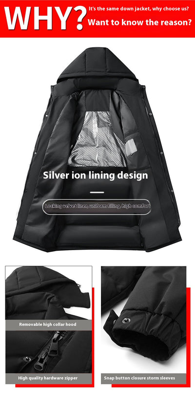 Abrigo Largo de Plumón de Pato Blanco para Hombre - Chaqueta Térmica Reforzada - Image 14