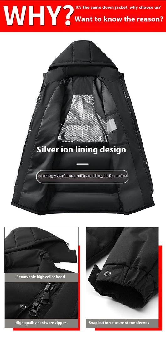 Abrigo Largo de Plumón de Pato Blanco para Hombre - Chaqueta Térmica Reforzada - Image 14