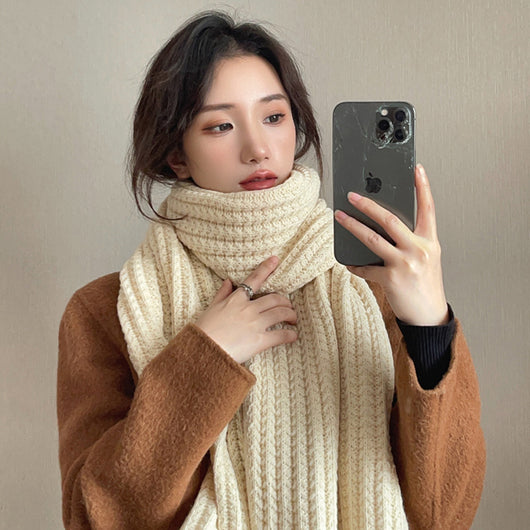 Bufanda Tejida Harajuku Estilo Coreano para Mujer - Gruesa y Cálida - Image 4