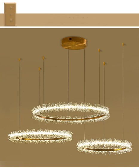 Lámpara de Cristal Colgante Dorada Moderna para Sala de Estar - Image 7