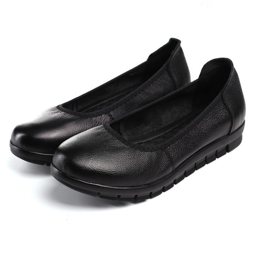 Zapatos de Trabajo Cuero Auténtico para Mujer Negro Antideslizantes Planos - Image 5
