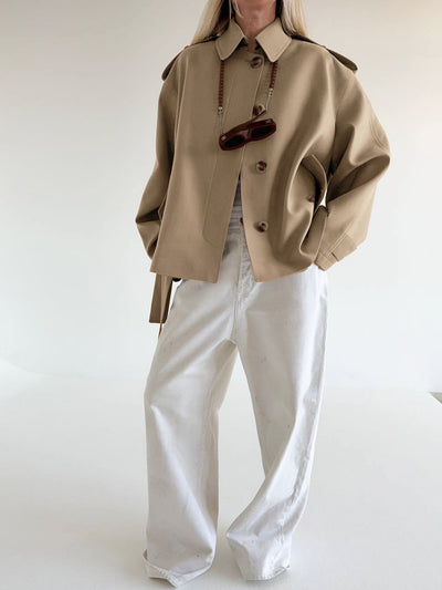 Cardigan Trench Coat Manga Larga con Diseño Elegante - Image 9