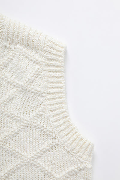 Chaleco Cardigan Tejido de Algodón con Textura Diamante - Image 23