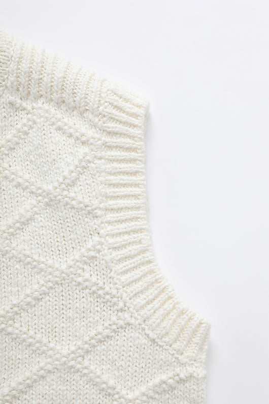 Chaleco Cardigan Tejido de Algodón con Textura Diamante - Image 23