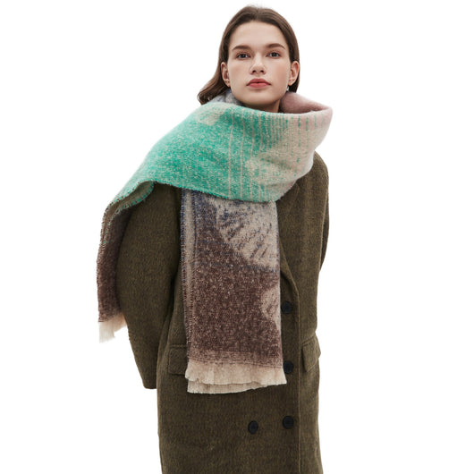 Bufanda Estilo Europeo Jacquard Hoja de Ginkgo - Image 4