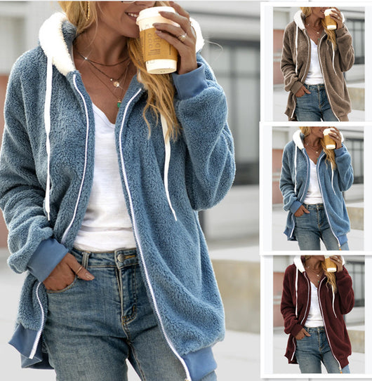Chaqueta Hoodie Suave Oversized con Cierre
