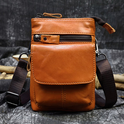 Bolsa de Cuero Crazy Horse para Hombre - Bandolera Cruzada Vintage