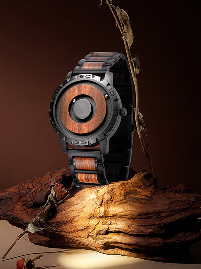 Reloj Minimalista de Bola Magnética en Palo de Rosa Sudafricano - Image 3