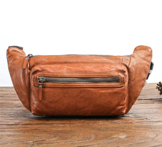 Bolsa de Pecho de Cuero Curtido al Vegetal para Hombre - Mochila Bandolera Casual - Image 8