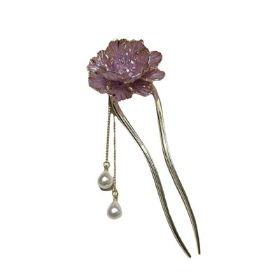 Peineta Retro Flor Peonía con Borla en U para Mujer - Image 12