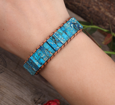 Pulsera de Cuero con Jaspe Natural de Depósito Marino - Image 12