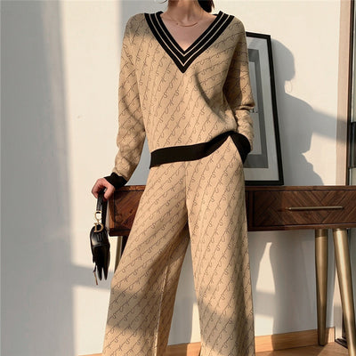 Conjunto de Pantalón Ancho y Suéter Tejido Jacquard para Mujer - Image 13