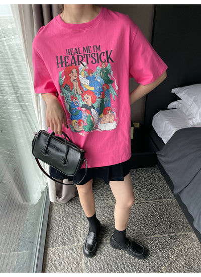 Playera Estampada Suelta y Ajustada para Mujer - Cuello Redondo Manga Corta - Image 34