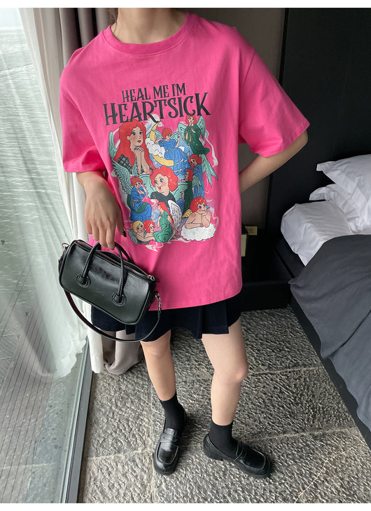 Playera Estampada Suelta y Ajustada para Mujer - Cuello Redondo Manga Corta - Image 34