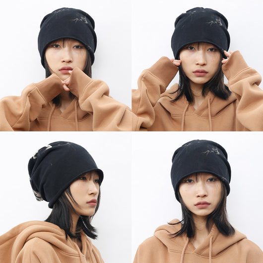 Gorro Tie-Dye de Felpa Negra para Hombre y Mujer - Otoño e Invierno - Image 5