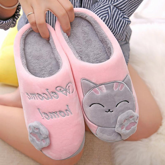 Pantuflas Invierno Mujer Gato Animado - Cómodas y Acogedoras