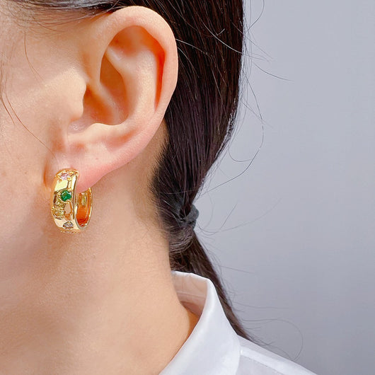 Aretes de Zirconia Retro Francés de Colores