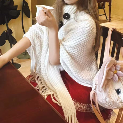 Poncho Suéter Casual de Felpa Suave para Mujer - Image 5