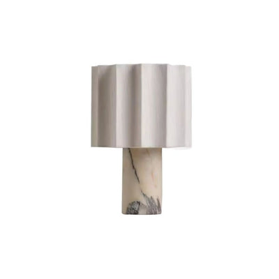 Lámpara de Mesa Minimalista con Pantalla Plisada en Mármol - Image 5
