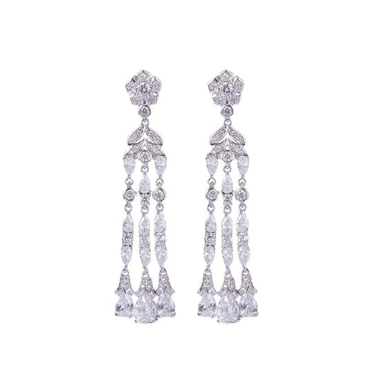 Aretes Largos de Circonia Elegancia Minimalista