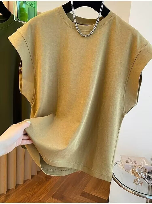 Blusa Suelta sin Mangas de Color Sólido - Comodidad y Estilo - Image 19
