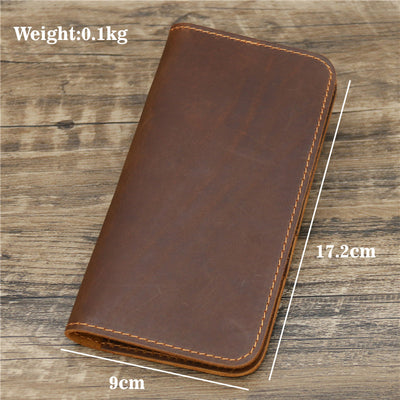 Billetera Larga de Cuero Crazy Horse para Hombre con Portadocumentos - Image 11