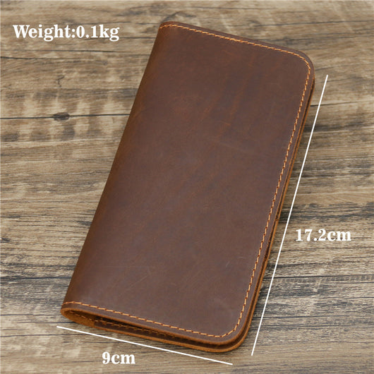 Billetera Larga de Cuero Crazy Horse para Hombre con Portadocumentos - Image 11