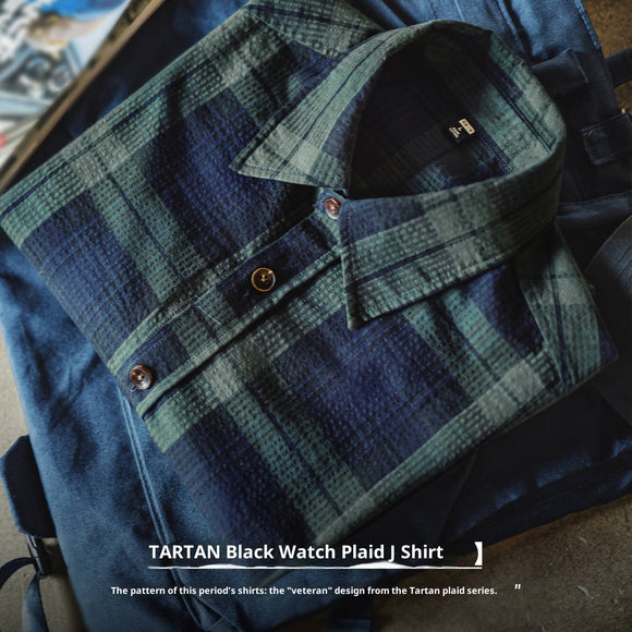 Camisa a Cuadros Azul Verdoso Retro para Hombre
