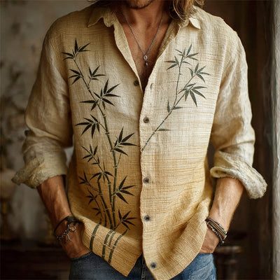 Camisa Estampada de Manga Larga con Cuello Solapa para Hombre - Image 10