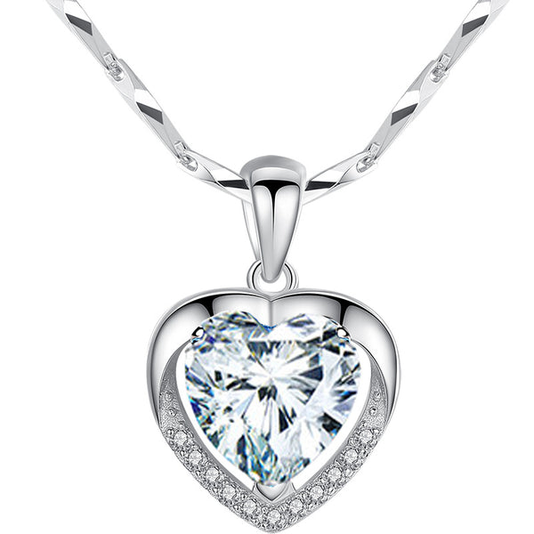 Collar Plata Corazón Océano - Cadena Clavícula Minimalista - Image 5