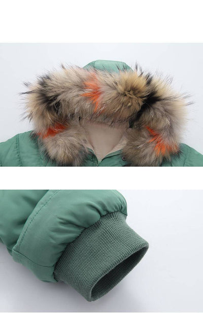 Abrigo Acolchado de Algodón para Niña con Cuello de Pelaje y Capucha - Image 14