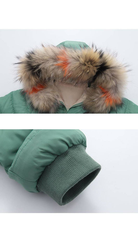 Abrigo Acolchado de Algodón para Niña con Cuello de Pelaje y Capucha - Image 14