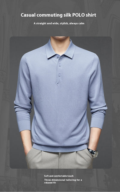 Camiseta Manga Larga de Seda Morera para Hombre - Básico Liso - Image 16