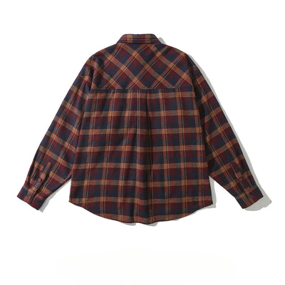 Camisa Cuadriculada Retro para Hombre con Manga Larga y Corte Holgado - Image 3