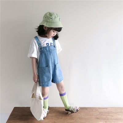 Pantalones Cortos Infantiles de Mezclilla con Tirantes - Image 14